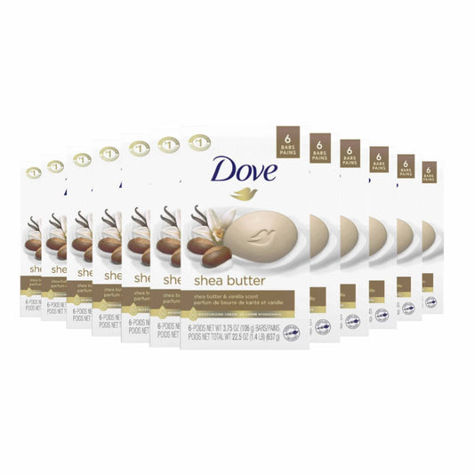 Dove Beauty Bar for Gentle Soft Skin Care Shea Butter 3.75 OZ 6 ct - 12 Pack (72 ct)