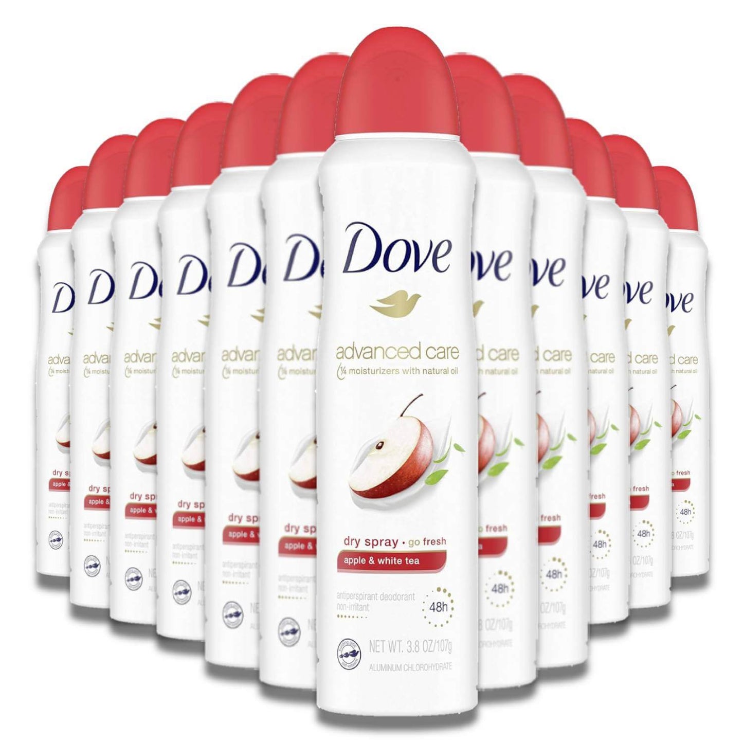 Dove - Advanced Care, Dry Spray Antiperspirant Deodorant for Women, Apple With Tea - 3.8 Oz - 12 Pack