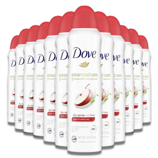 Dove - Advanced Care, Dry Spray Antiperspirant Deodorant for Women, Apple With Tea - 3.8 Oz - 12 Pack