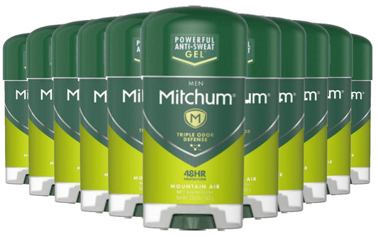 Mitchum Men Clear Gel Antiperspirant Deodorant, Mountain Air - 2.25 Oz - 12 Pack