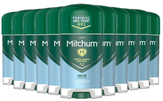 Mitchum Men Clear Gel Antiperspirant Deodorant, Unscented - 2.25 Oz - 12 Pack