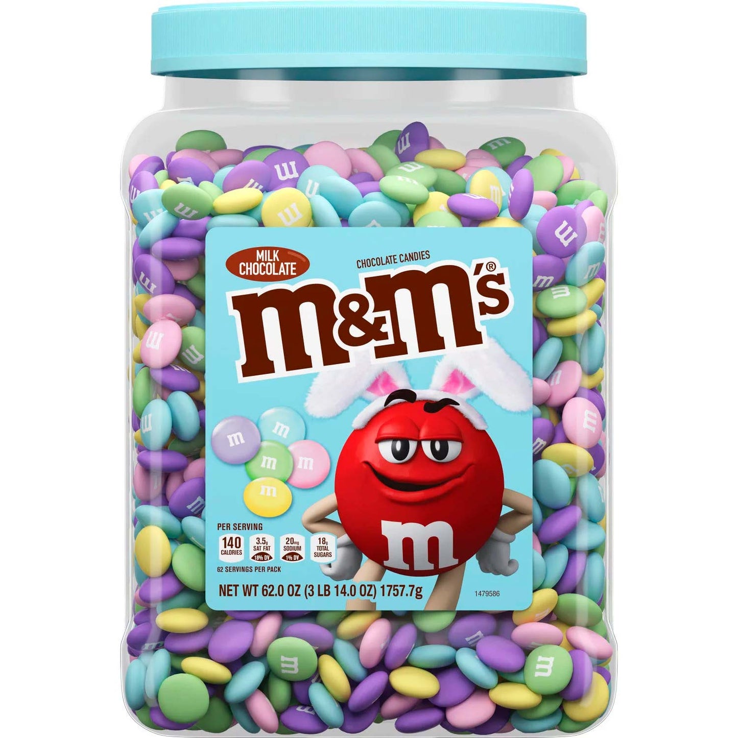 M&M's Milk Chocolate Pastel Easter Candy Jar - 62 Oz