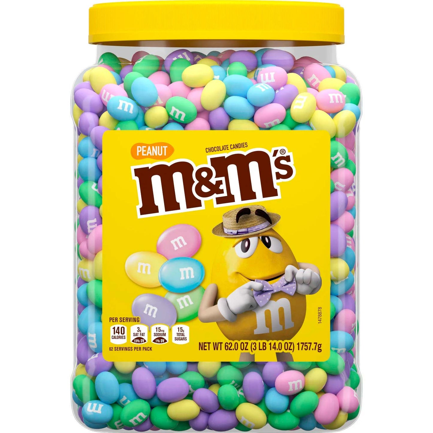 M&M's Peanut Chocolate Pastel Easter Candy Jar - 62 Oz