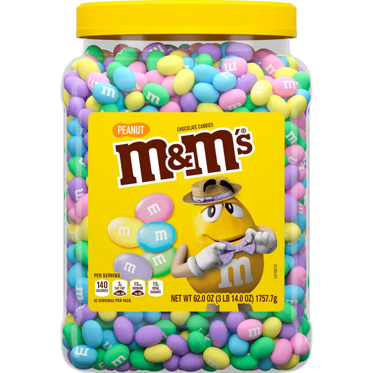 M&M's Peanut Chocolate Pastel Easter Candy Jar - 62 Oz