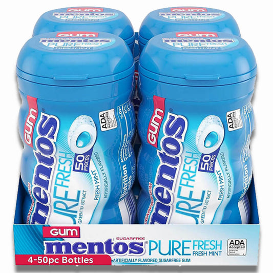 Mentos Pure Fresh Sugar-Free Chewing Gum Fresh Mint (50 Ct, 4 Pack)