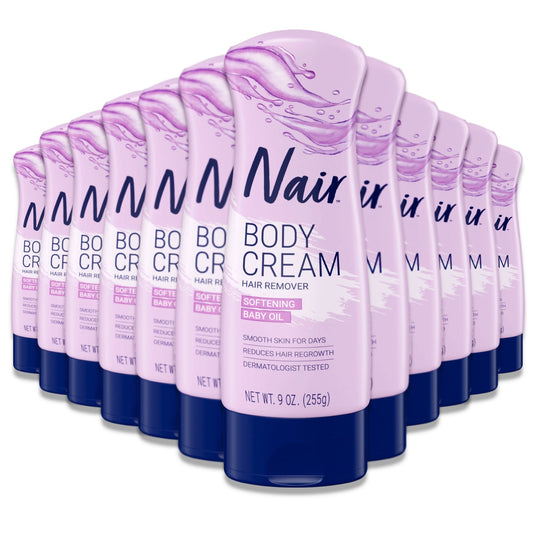 Nair - Body Cream, Hair Remover, Softening Baby Oil, 9 Oz - 12 Pack