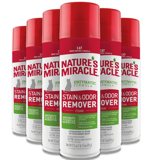 Nature's Miracle - Stain & Odor Remover Foaming Aerosol For Cats - 17.5 Oz - 6 Pack