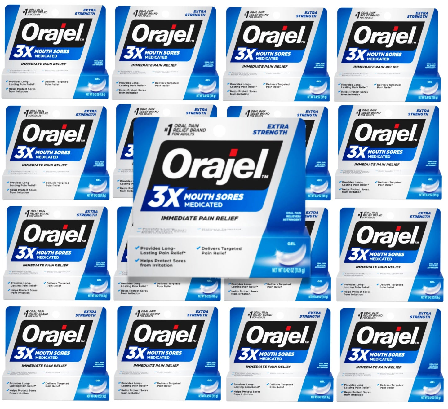 Orajel - Medicated Mouth Sores, Extra Strength, Gel - 0.42 oz - 24 Pack