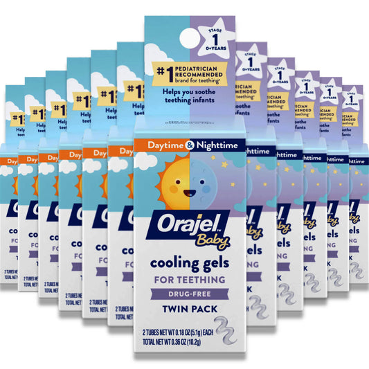 Orajel Baby -Cooling Gels for Teething, Drug-Free, Twin Pack, 2 Tubes - 0.18 oz - 24 Pack