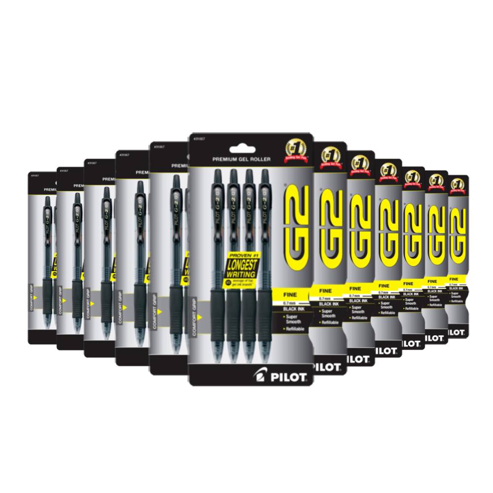 Pilot G2 Premium Retractable Gel Ink Rolling Ball Pen Fine Point Black 4 ea - 12 Pack