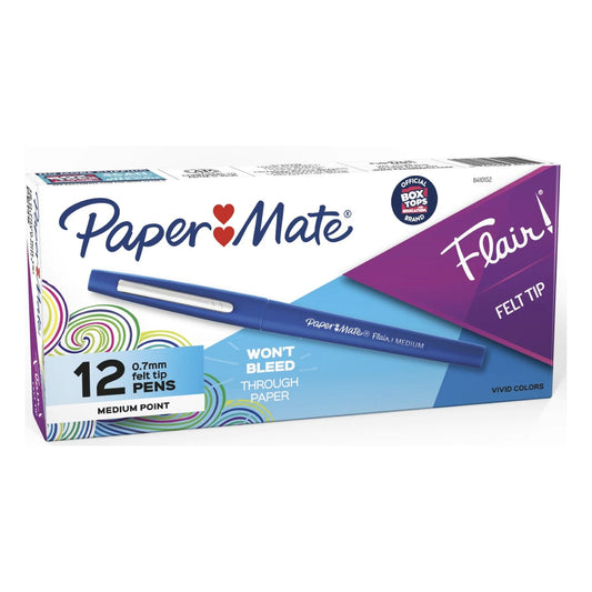 Paper Mate - Flair Felt Tip Pens Medium Point Blue 12 Ct