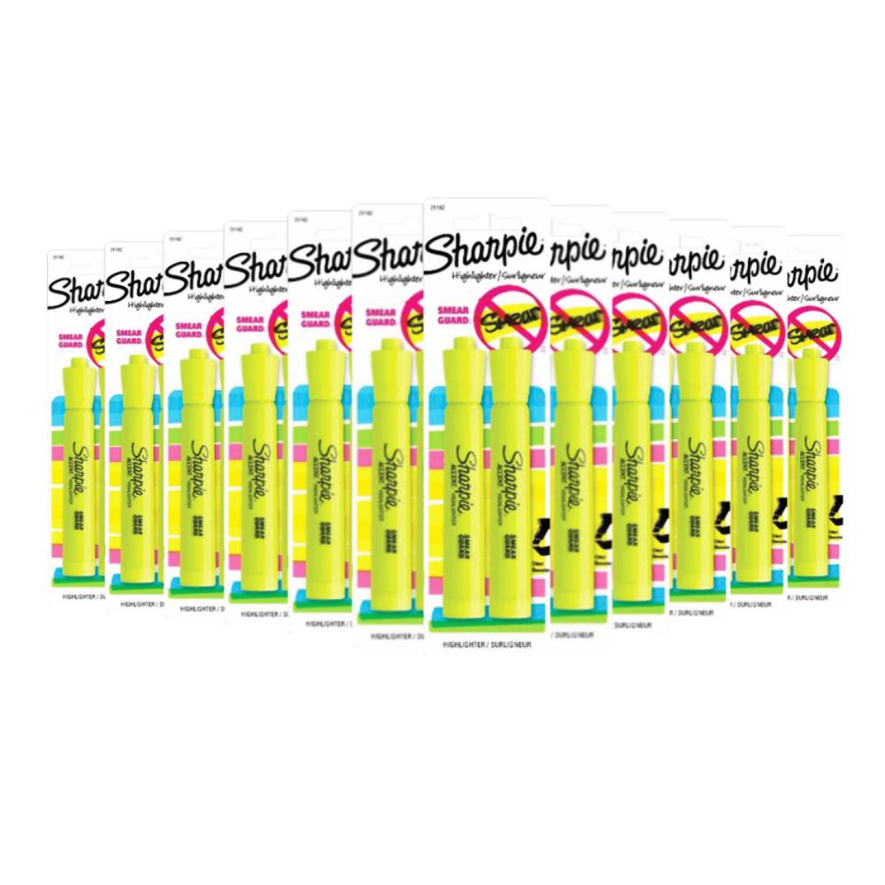 Sharpie Fluorescent Yellow Highlighters 2 ct ea - 12 Pack