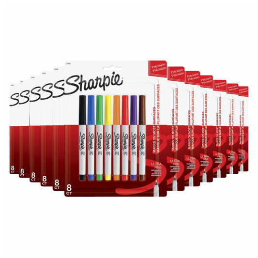 Sharpie Permanent Markers, Ultra Fine Point, Classic Colors, 8 Count - 36 Pack
