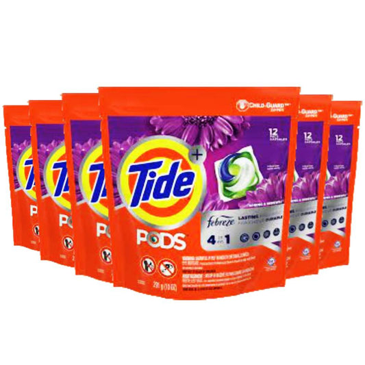 Tide PODS + Febreze Liquid Laundry Detergent Pacs, Spring & Renewal 12 ct - 6 Pack