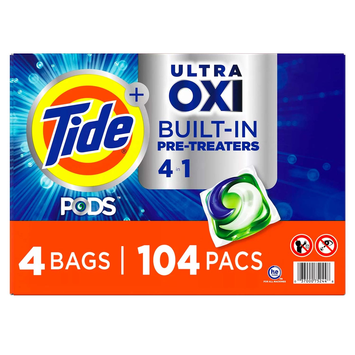 Tide PODS Ultra Oxi Liquid Detergent Pacs - 104 Ct