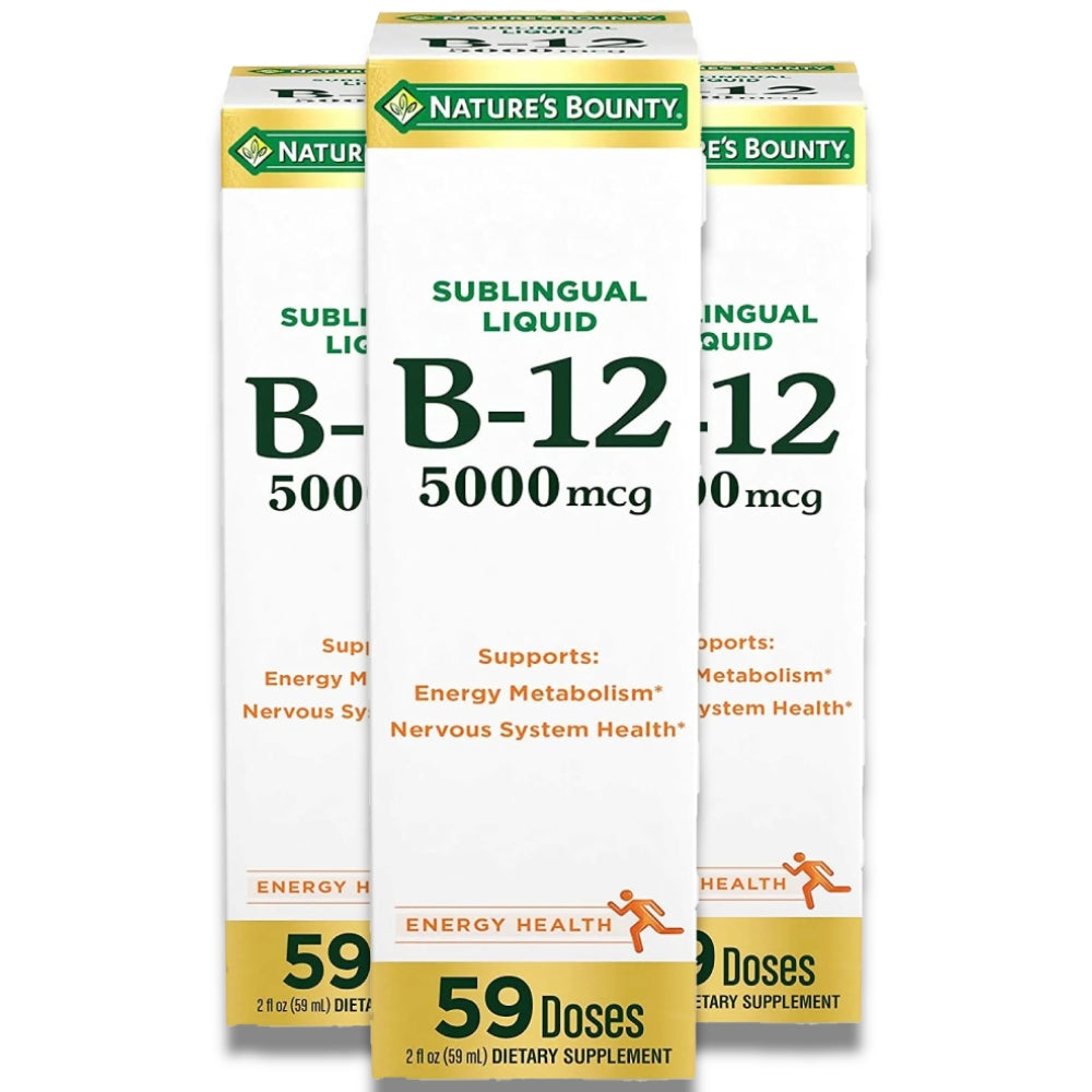 Nature's Bounty - B-12 Sublingual Liquid Energy Health - 2 Fl Oz (5000 mcg ) - 3 Pack