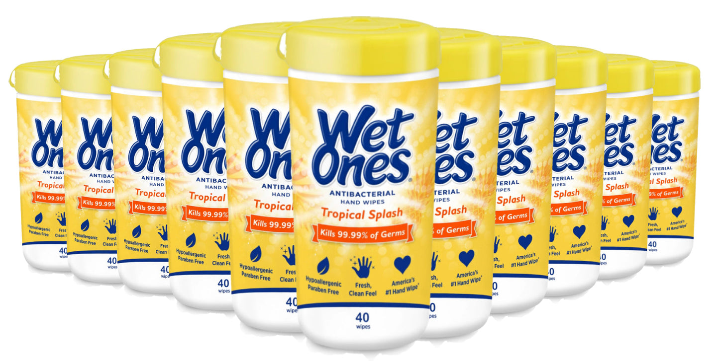 Wet Ones Antibacterial Hand Wipes Tropical Splash - 40ct ea - 12 pack
