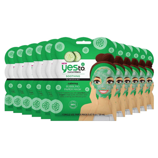 Yes To Cucumbers Calming Bubbling Paper Mask, 0.67 Fl Oz - 12 Pack