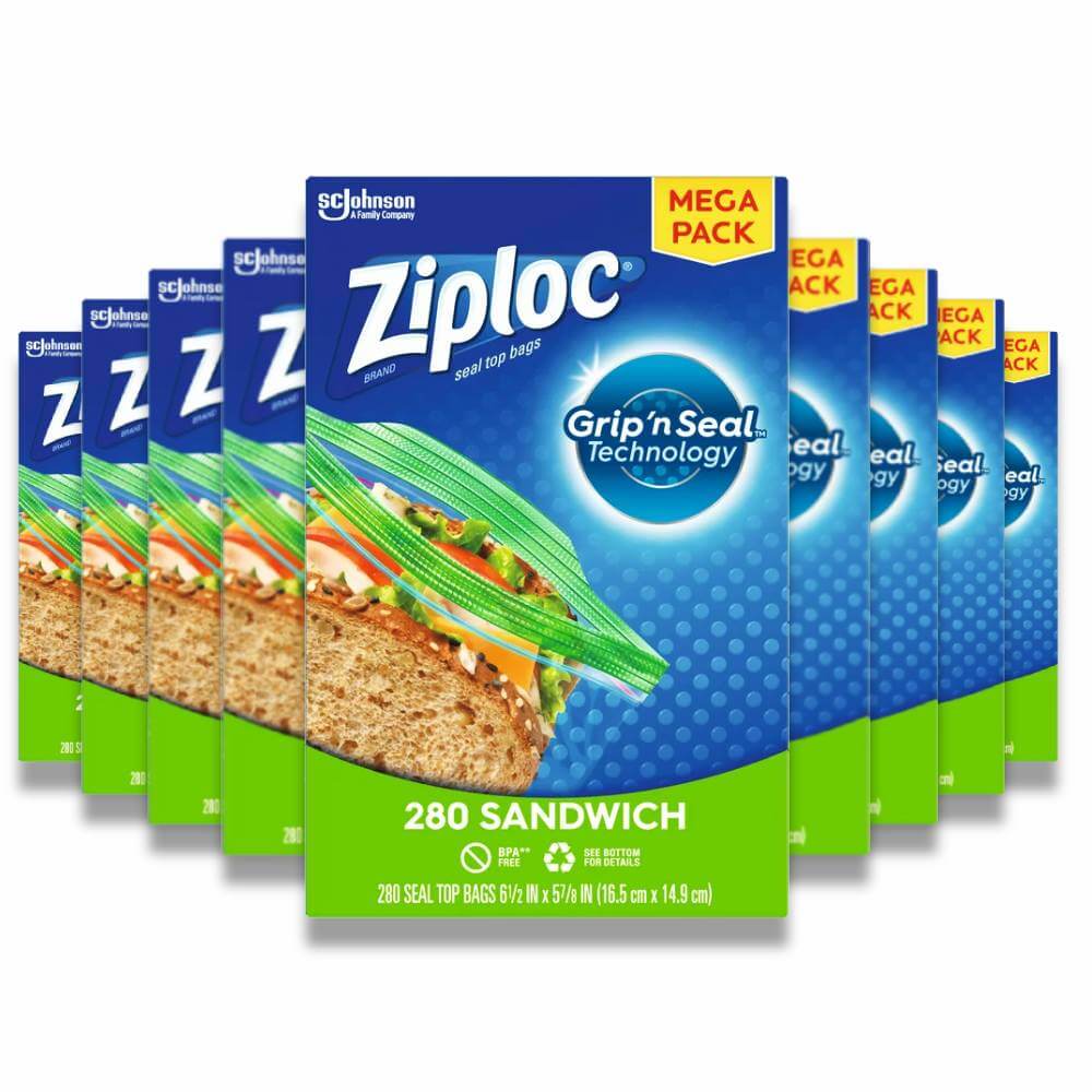 Ziploc - Mega Sandwich Bags with New Grip 'n Seal Technology - 280 Ct - 9 Pack