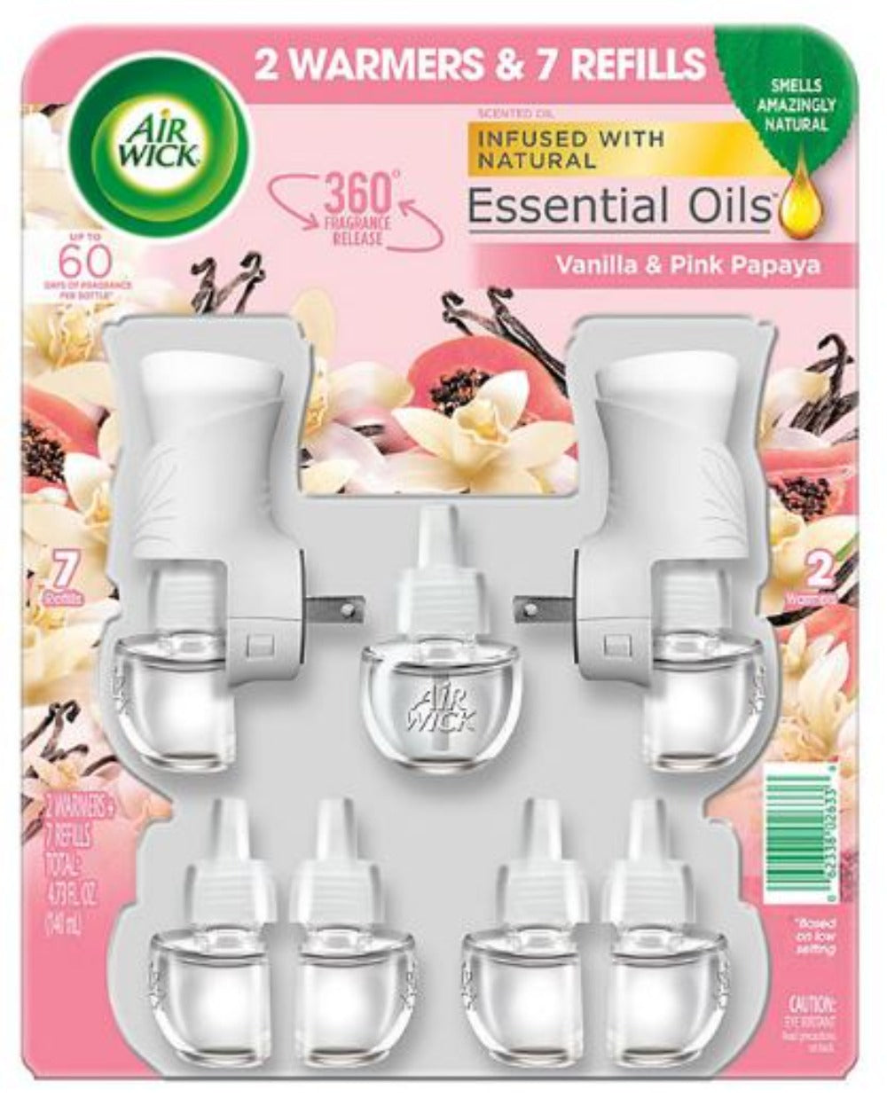 Air Wick Scented Oil Air Freshener Kit, Vanilla & Pink Papaya (2 Warmers +7 Refills)