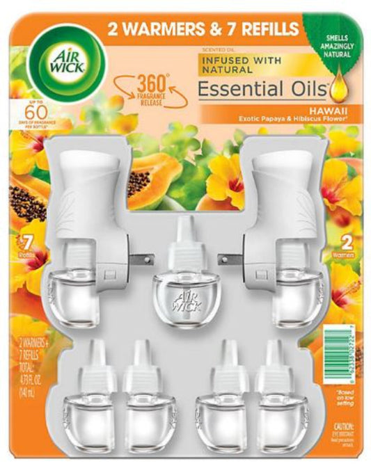 Air Wick Scented Oil Air Freshener Kit, Hawaii (2 Warmers + 7 Refills)
