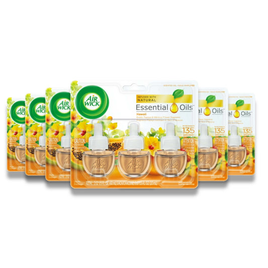 Air Wick - Plug in Refill, Scented Oil, Air Freshener, Hawaii Scent - 0.67 Oz - 6 Pack (3 Ct Each)