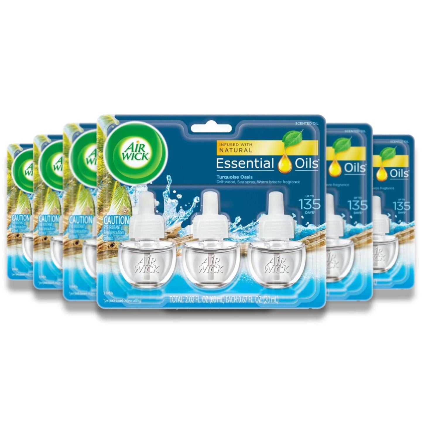 Air Wick - Plug in Refill, Scented Oil, Air Freshener, Turquoise Oasis Scent - 0.67 Oz - 6 Pack (3 Ct Each)