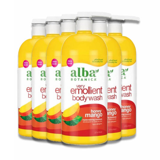 Alba Botanica Very Emollient Honey Mango Bath & Shower Gel 32 Oz - 6 Packs
