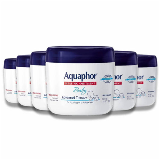 Aquaphor Baby Healing Ointment Adv. Therapy Skin Protectant, Dry Skin & Diaper Rash Ointment, 14 Oz - 6 Pack