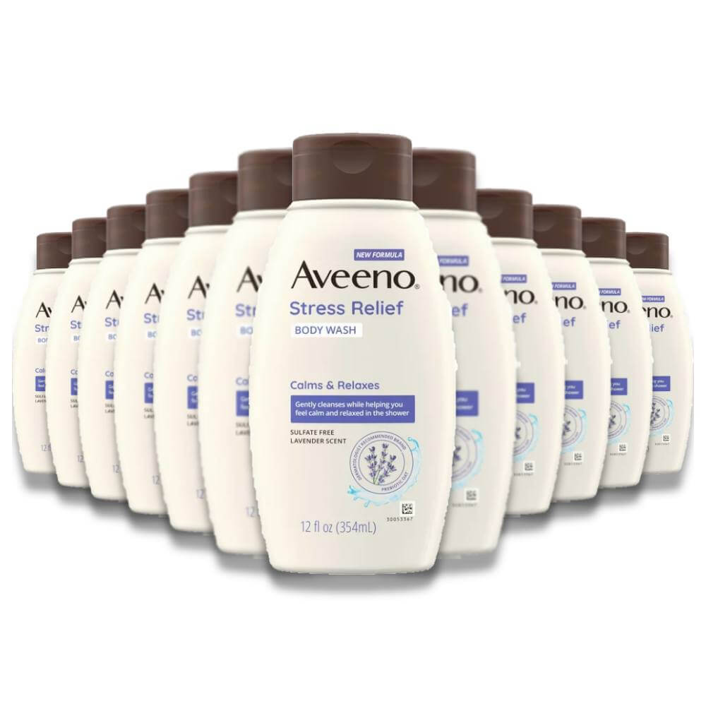 Aveeno - Stress Relief, Body Wash, Lavender, Chamomile and Ylang-Ylang - 12 oz - 12 Pack