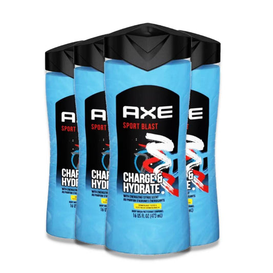 Axe Sport Blast Clean + Recharged 2-in-1 Body Wash Soap + Shampoo - 16 fl oz - 4 Pack