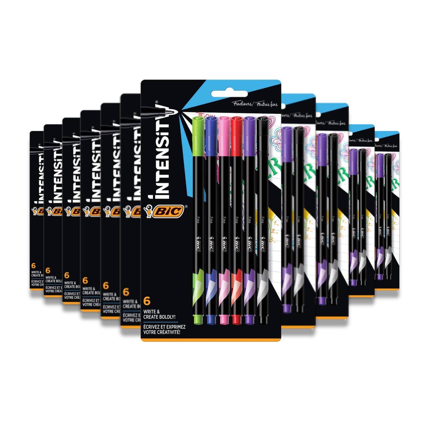 BIC - Intensity Fineliner Felt Pen, Fine Point (0.4 mm), Assorted Colors - 6 Ct/ each - 12 Pack