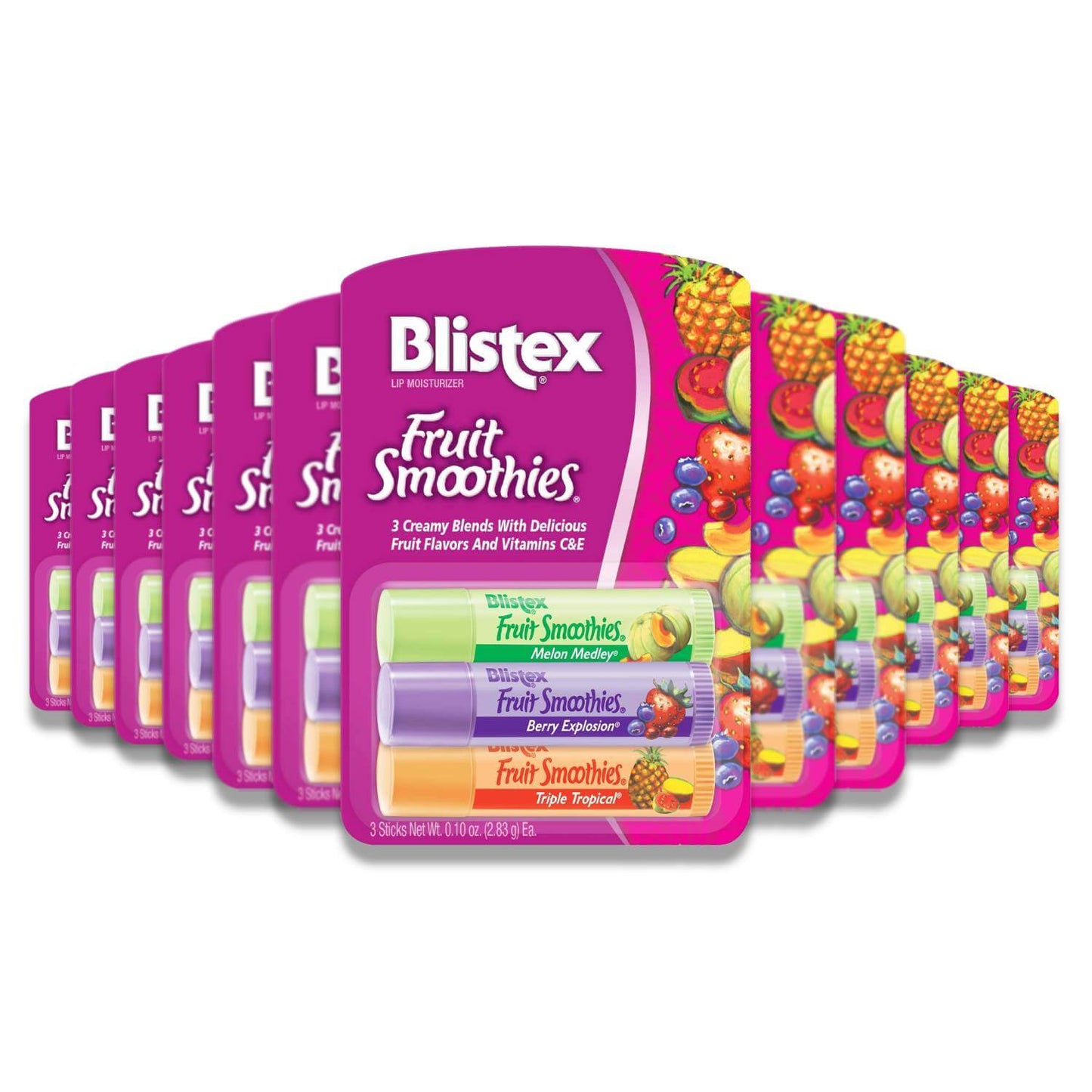 Blistex - Fruit Smoothies Lip Balm, Sticks, 3 Count - 0.10 Oz - 12 Pack