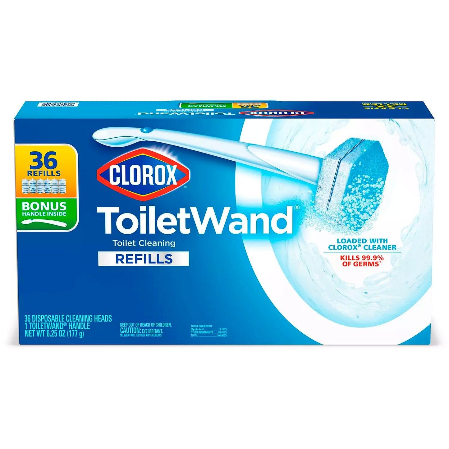 Clorox ToiletWand Disposable Toilet Cleaning System - 1 ToiletWand Handle + 36 Disinfecting Refill Heads