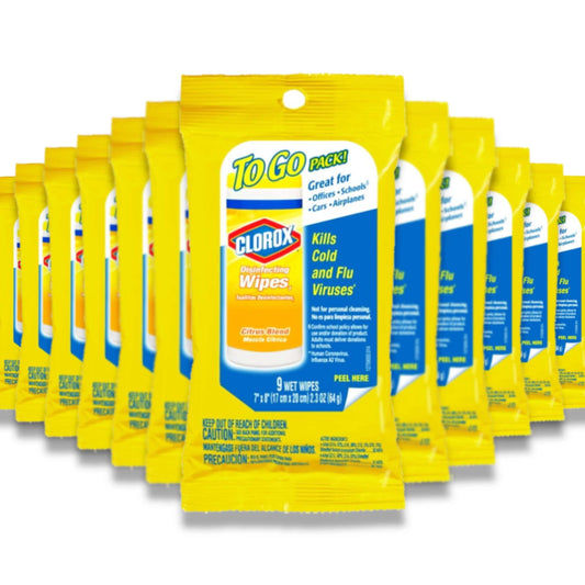 Clorox Disinfecting Wipes On The Go, Bleach Free Travel Wipes, Citrus Blend 9 Ct - 24 Pack