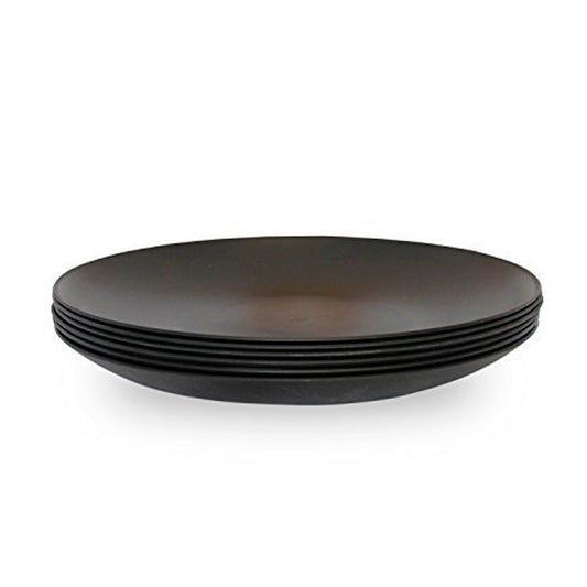 Coza Design Reusable Plastic Plate Set, BPA Free - Black - 6 Ct