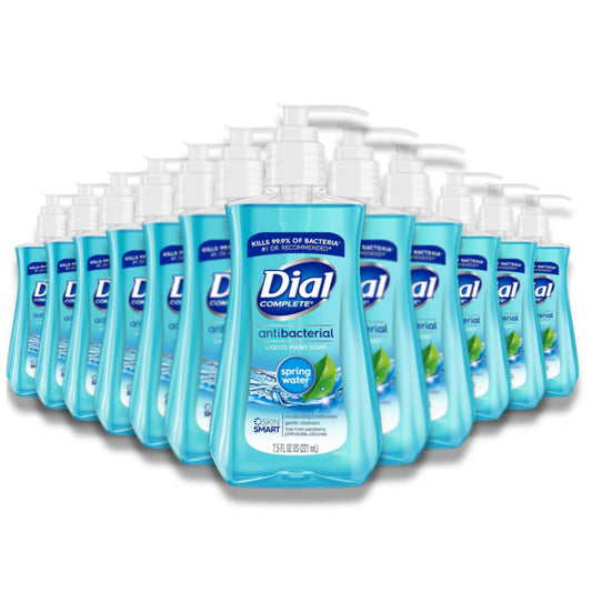 Dial - Antibacterial Liquid Hand Soap, Spring Water - 7.5 oz- 12 Pack