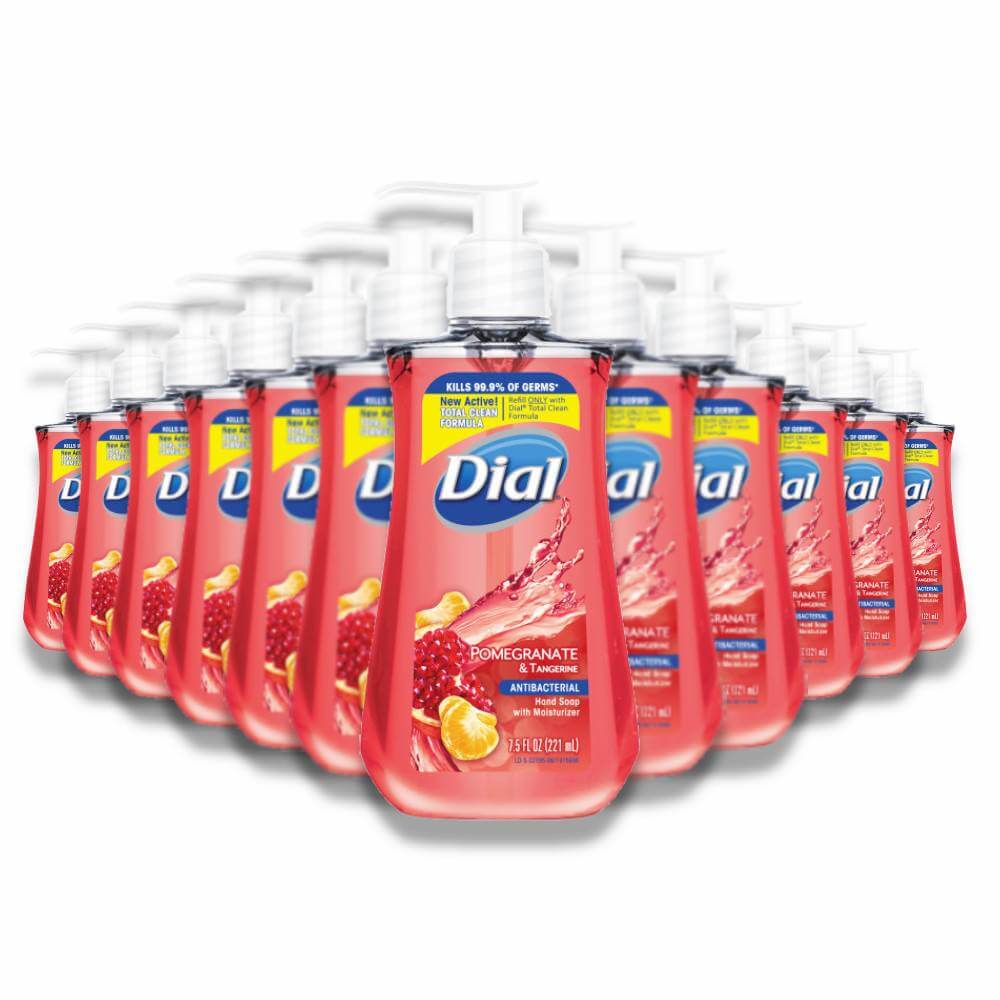 Dial - Antibacterial Liquid Hand Soap, Pomegranate and Tangerine - 7.5 oz- 12 Pack