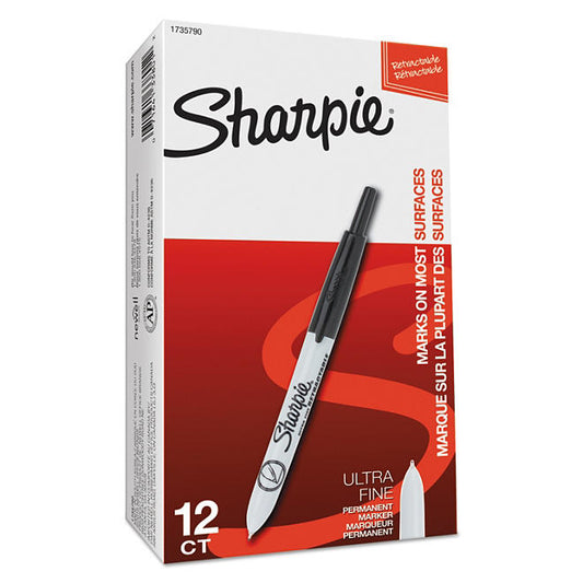 Sharpie Retractable Permanent Markers, Fine Point, Assorted Colors - 12 ct