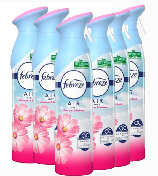 Febreze Air Mist Freshener Spray, Blossom & Breeze - 300 ml / 10.14 oz - 6 Pack