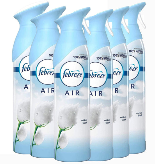 Febreze Air Mist Freshener Spray, Cotton Fresh - 300 ml / 10.14 oz - 6 Pack