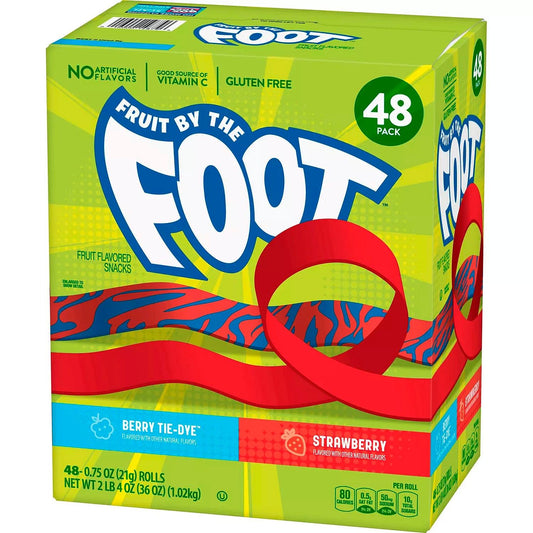 Fruit By The Foot Snacks, Berry Tie-Dye and Strawberry Variety Pack - 48 Ct