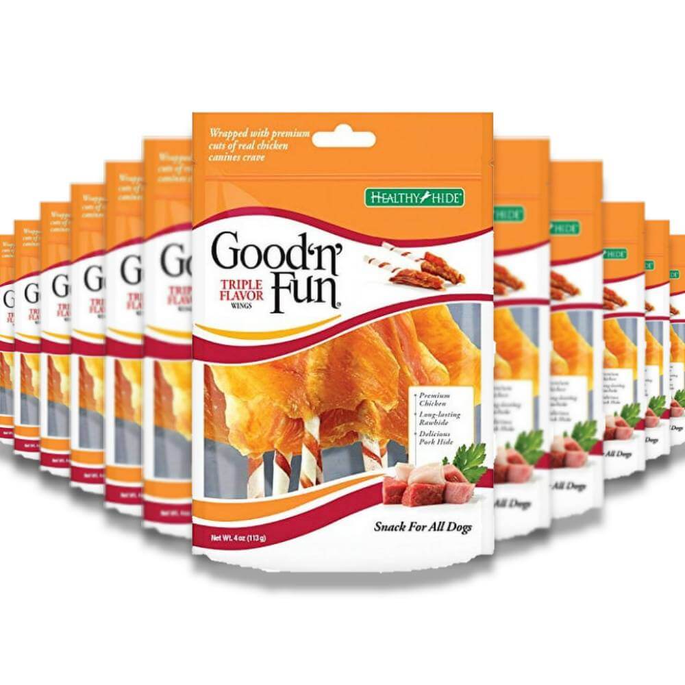 Good 'n' Fun - Fun Triple Flavor Wings for Dogs - 4 Oz - 36 Pack