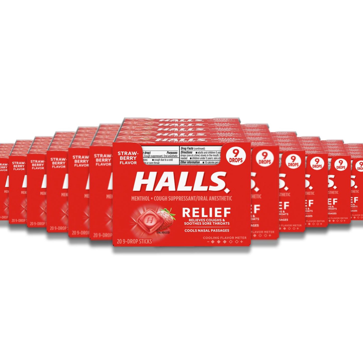 Halls - Relief Strawberry Flavor Cough Drops - 20 Ct Each - 24 Pack