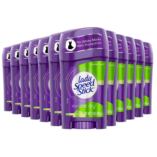 Lady Speed Stick Invisible Dry Antiperspirant & Deodorant, Powder Fresh 1.4 oz - 12 Pack
