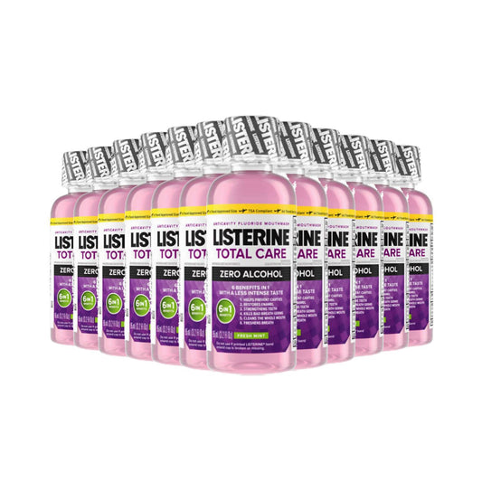 Listerine Total Care Zero Alcohol Mouthrinse, Fresh Mint, Travel Size 3.2 Oz (95ml) - 12 Pack
