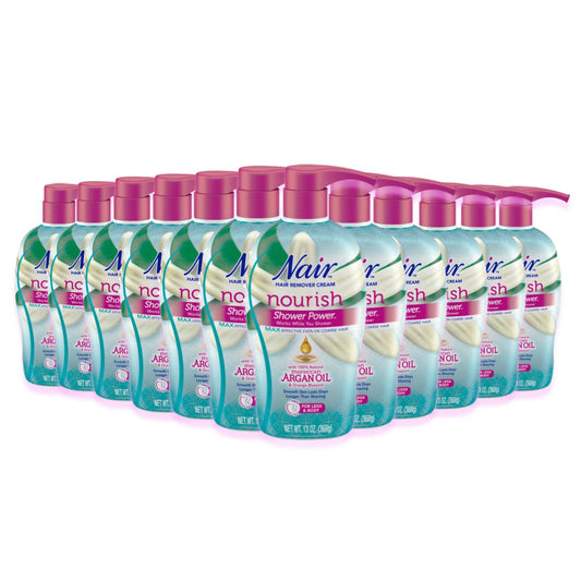 Nair Hair Remover Shower Power Max Argan Oil 13 oz - 12 Pack