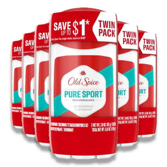 Old Spice - High Endurance Pure Sport Antiperspirant & Deodorant, Twin Pack - 3 oz - 6 Pack