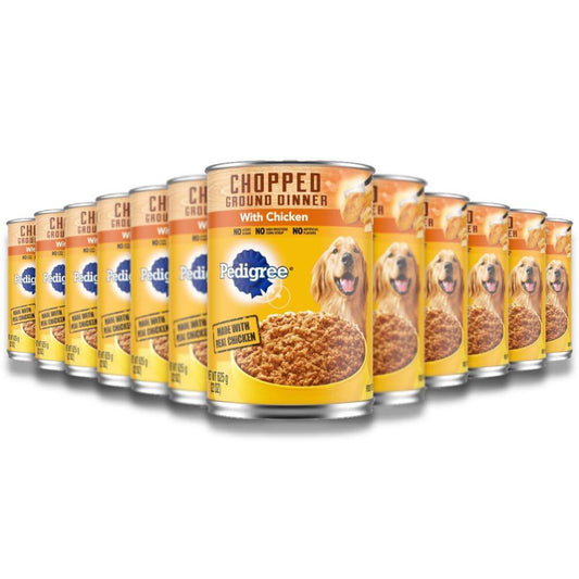 Pedigree - Chopped Ground Dinner With Chicken Canned, Wet Dog Food - 22 Oz - 12 Pack
