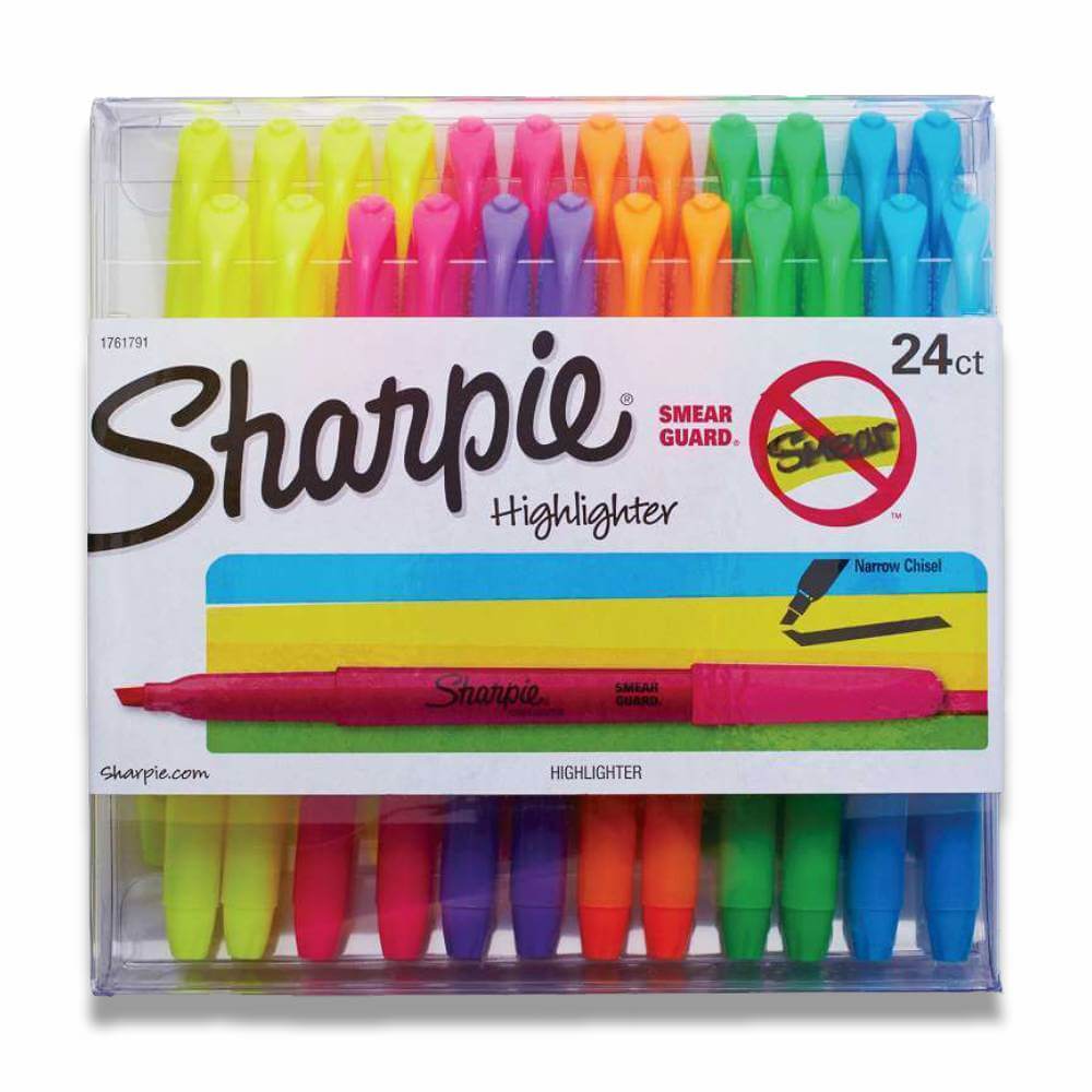 Sharpie -Accent Pocket Highlighters Chisel Tip Assorted Colored - 24 Ct